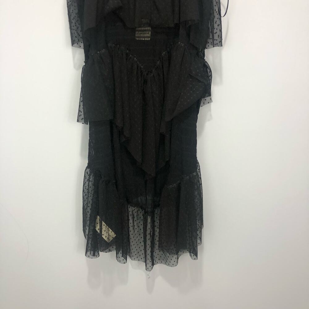 Free People Lace Layered Black Sheer Ruffle Dress Size L - Picture 7 of 10